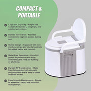 19L Camping Portable Toilet – Outdoor & Indoor Travel Commode Potty with Built-In Tissue Box - Outbackers