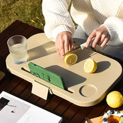 Army Green Foldable Outdoor Picnic Basket with Lid and Tabletop, Camping Storage Box, Car-Friendly Organizer - Outbackers