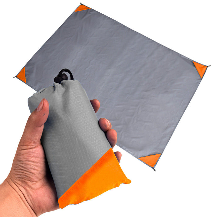 NNEDSZ Grey And Orange Portable Waterproof Camping Mat - Foldable Picnic and Beach Blanket