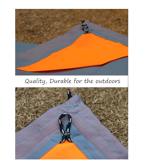 NNEDSZ Grey And Orange Portable Waterproof Camping Mat - Foldable Picnic and Beach Blanket