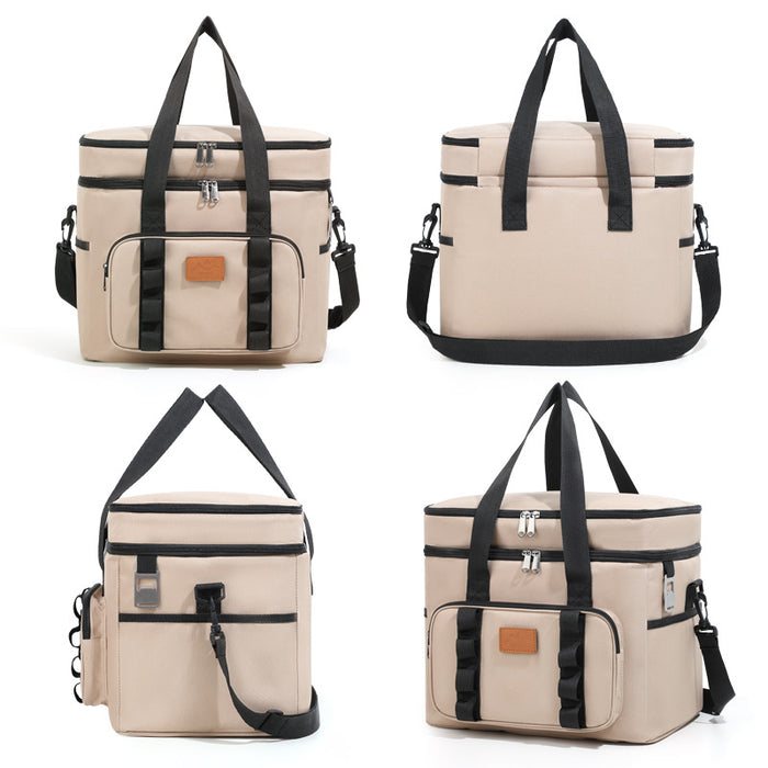 Navy Blue 23L Extra Large Insulated Cooler Bag with Double Layers - Perfect for Camping, Picnics, and Outdoor Adventures