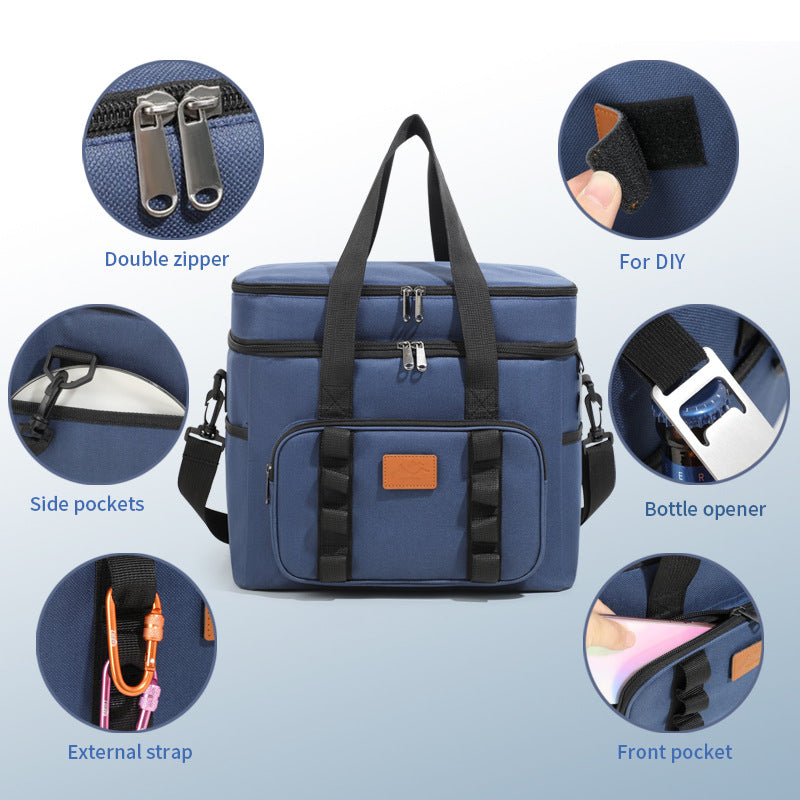 Green 23L Extra Large Insulated Cooler Bag with Double Layers - Perfect for Camping, Picnics, and Outdoor Adventures - Outbackers