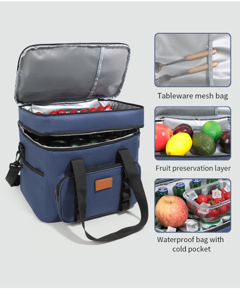 Green 23L Extra Large Insulated Cooler Bag with Double Layers - Perfect for Camping, Picnics, and Outdoor Adventures - Outbackers