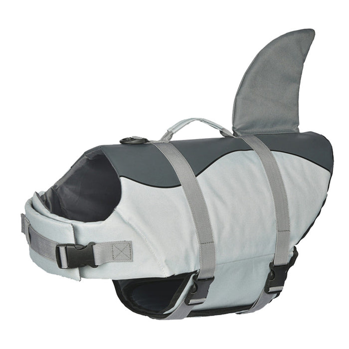 Size XS Grey Pet Life Jacket for Dogs - Summer Swimming Safety Vest with Shark Fin for Small to Large Breeds