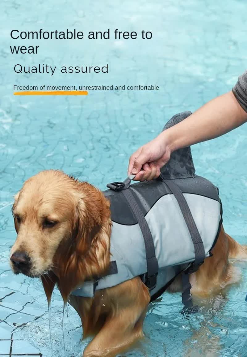 Size XS Blue Camouflage Pattern Pet Life Jacket for Dogs - Summer Swimming Safety Vest with Shark Fin for Small to Large Breeds