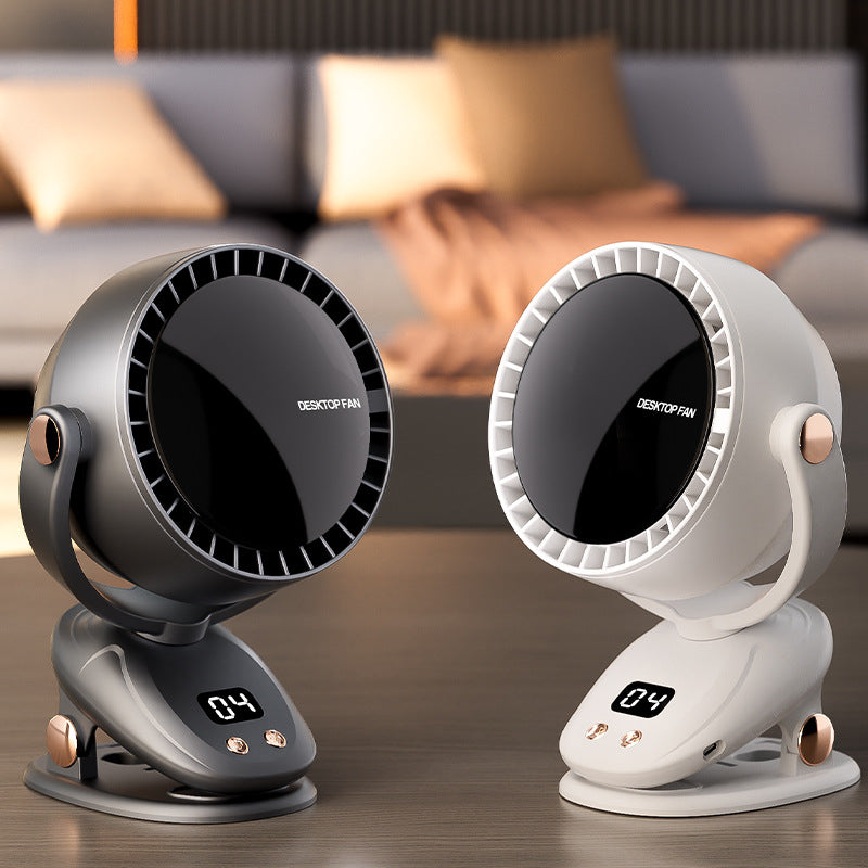 Black Portable Bladeless Clip Fan with USB Charging - 180-Degree Oscillating, Lightweight, and Quiet for Desk, Camping, and Outdoor Use