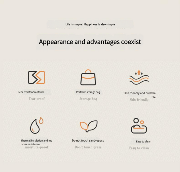 Waterproof Foldable Picnic Blanket with Handle - 2x2m Blue and white stripes