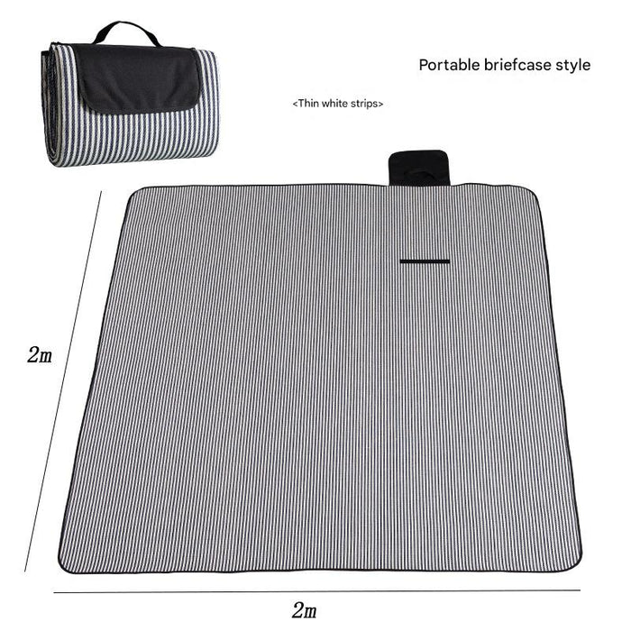 Waterproof Foldable Picnic Blanket with Handle - 2x2m Thin white strip