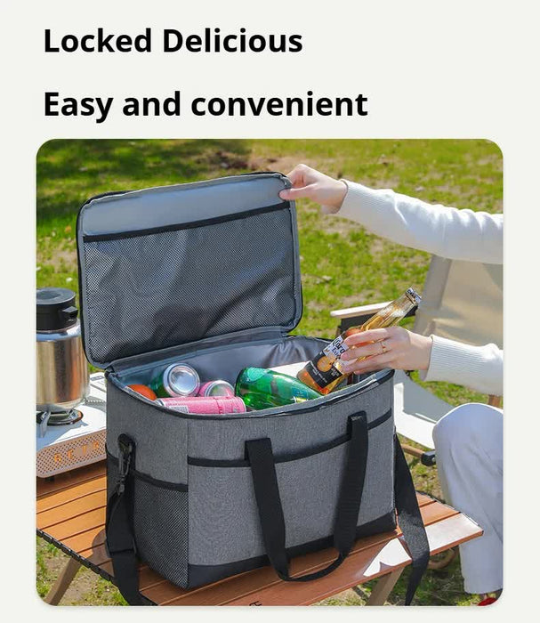 Large 35L Insulated Cooler Bag Soft Sided Leakproof Thermal Tote for Camping Beach Picnic BBQ Heavy Duty Grocery Carrier Navy Blue