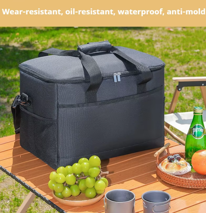 Large 35L Insulated Cooler Bag Soft Sided Leakproof Thermal Tote for Camping Beach Picnic BBQ Heavy Duty Grocery Carrier Navy Blue