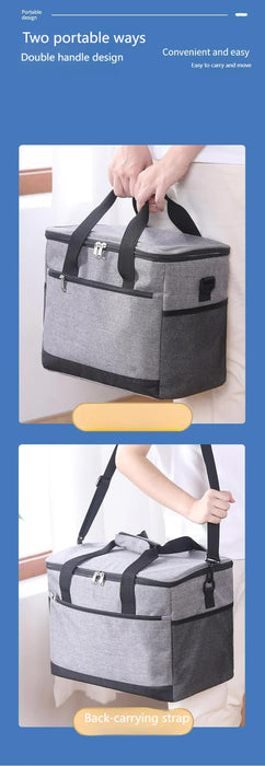 Large 30L Insulated Cooler Bag - Leakproof Thermal Lunch Tote with Shoulder Strap - Heavy Duty Beige Picnic Box for Beach, Camping & Work
