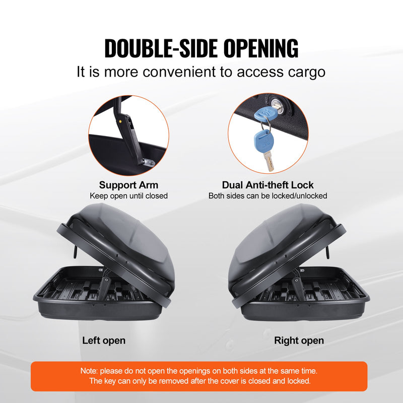VEVOR Rooftop Cargo Carrier 220 L Luggage Storage Box ABS for SUVs Cars