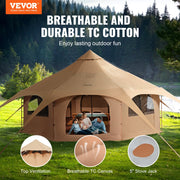VEVOR Canvas Tent 4 Seasons 5 m/16.4 ft Bell Tent for Camping with Stove Jack - Outbackers