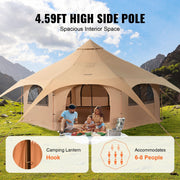 VEVOR Canvas Tent 4 Seasons 5 m/16.4 ft Bell Tent for Camping with Stove Jack - Outbackers