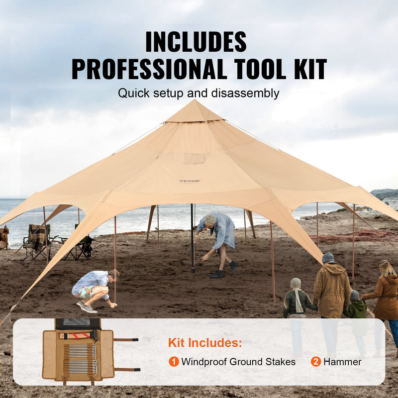 VEVOR Canvas Tent 4 Seasons 5 m/16.4 ft Bell Tent for Camping with Stove Jack - Outbackers