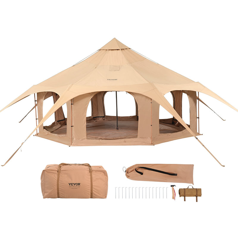 VEVOR Canvas Tent 4 Seasons 5 m/16.4 ft Bell Tent for Camping with Stove Jack - Outbackers