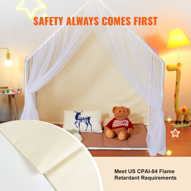 VEVOR Kids Play Tent, Kids Tent for Kids 1-5 Years Old, Toddler Tent with Mat and Tent Lamp, Tent for Kids with Windows for Indoor and Outdoor, Yurt Tent for Boys and Girls, Beige - Outbackers
