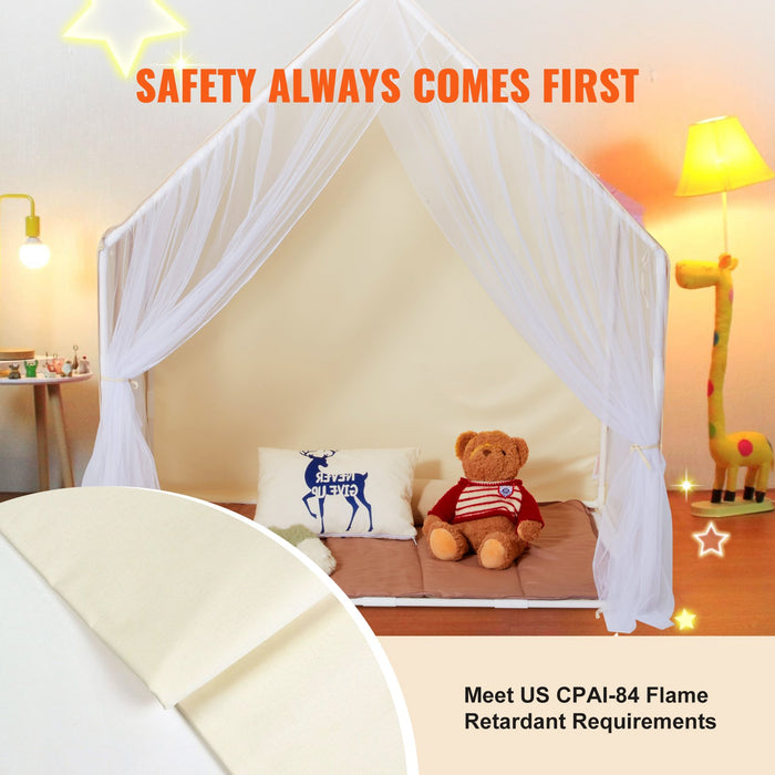 VEVOR Kids Play Tent, Kids Tent for Kids 1-5 Years Old, Toddler Tent with Mat and Tent Lamp, Tent for Kids with Windows for Indoor and Outdoor, Yurt Tent for Boys and Girls, Beige - Outbackers