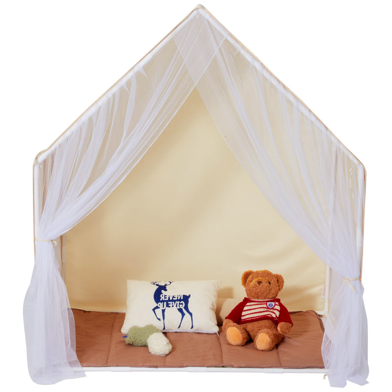 VEVOR Kids Play Tent, Kids Tent for Kids 1-5 Years Old, Toddler Tent with Mat and Tent Lamp, Tent for Kids with Windows for Indoor and Outdoor, Yurt Tent for Boys and Girls, Beige - Outbackers
