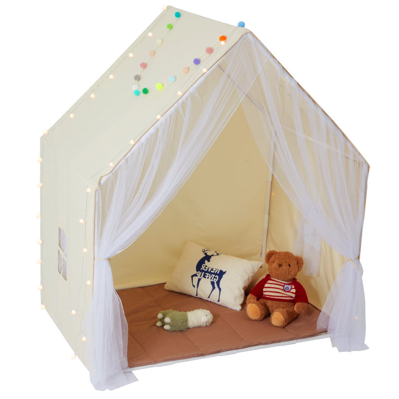 VEVOR Kids Play Tent, Kids Tent for Kids 1-5 Years Old, Toddler Tent with Mat and Tent Lamp, Tent for Kids with Windows for Indoor and Outdoor, Yurt Tent for Boys and Girls, Beige - Outbackers