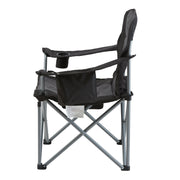 VEVOR Camping Folding Chair for Adults, Portable Heavy Duty Outdoor Quad Lumbar Back Padded Arm Chairs with Side Pockets, Cup Holder and Cooler Bag for Beach, Lawn, Picnic, Fishing, Backpacking, Black - Outbackers