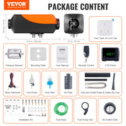VEVOR Diesel Air Heater, 12V 2KW Diesel Heater with Remote Control and LCD Display, 10L Fuel Tank Diesel Parking Heater, Rapid Heating for RV Trailer Camper Van Boat And Indoors - Outbackers
