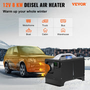 VEVOR Diesel Air Heater 8KW, All in One 12V Truck Heater, Parking Heater with Black LCD, Remote Control, Fast Heating Diesel Heater for RV Truck, Boat, Bus, Car Trailer, Motorhomes - Outbackers