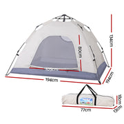 Weisshorn Camping Tent Instant Tent Pop up 2 Person Outdoor Hiking Tents Hiking Beige - Outbackers