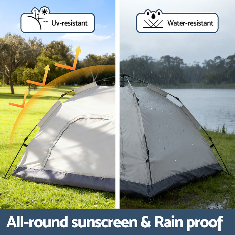 Weisshorn Camping Tent Instant Tent Pop up 2 Person Outdoor Hiking Tents Hiking Beige - Outbackers