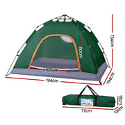 Weisshorn Camping Tent Instant Tent Pop up 2 Person Outdoor Hiking Tents Hiking Green - Outbackers