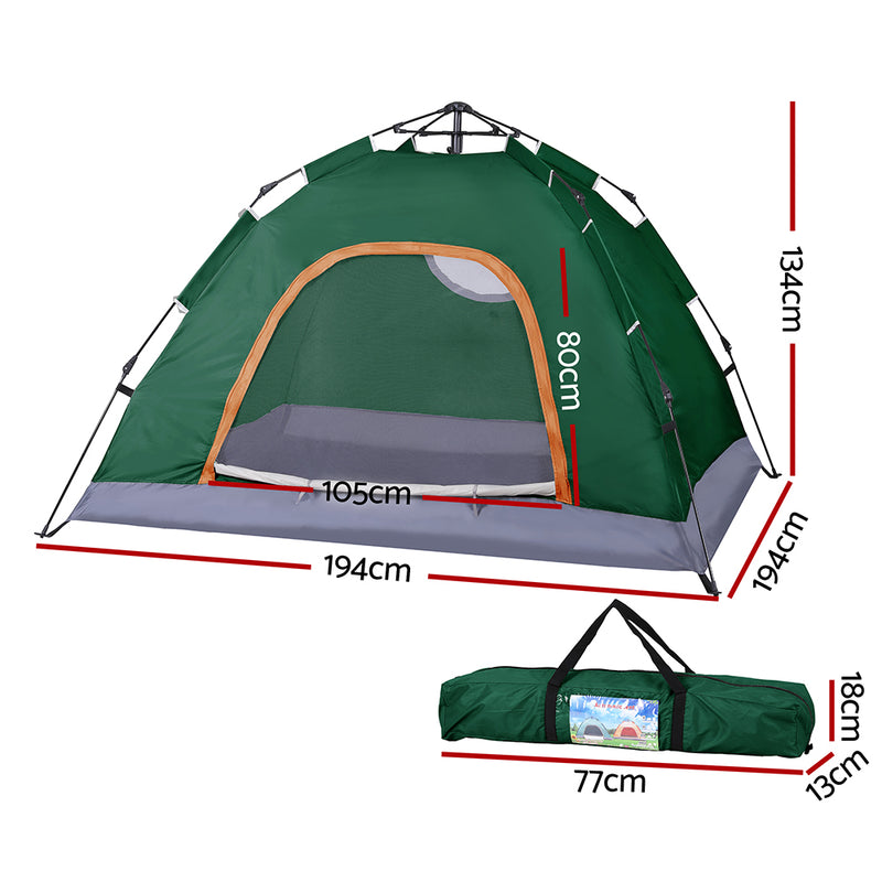 Weisshorn Camping Tent Instant Tent Pop up 2 Person Outdoor Hiking Tents Hiking Green - Outbackers