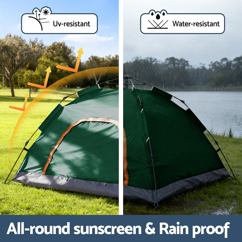 Weisshorn Camping Tent Instant Tent Pop up 2 Person Outdoor Hiking Tents Hiking Green - Outbackers