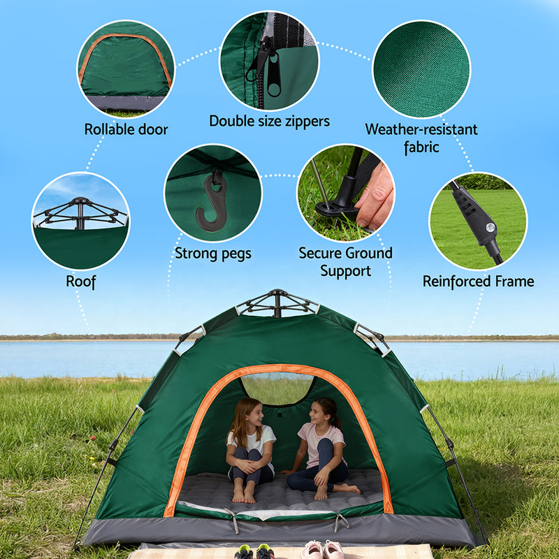 Weisshorn Camping Tent Instant Tent Pop up 2 Person Outdoor Hiking Tents Hiking Green - Outbackers