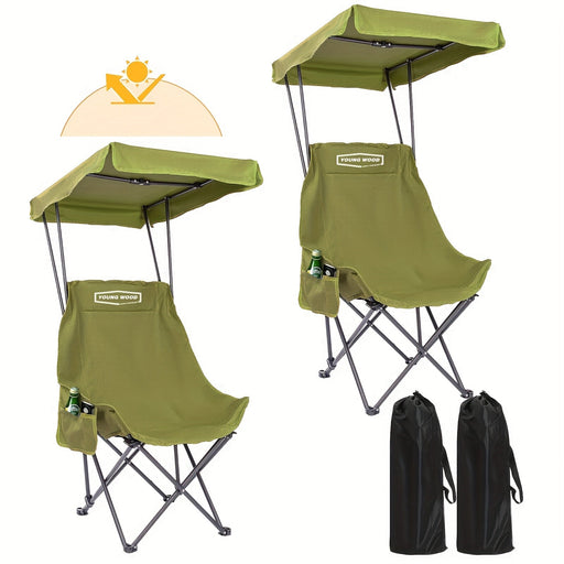 Camping Chair with Canopy and Side Pocket-0