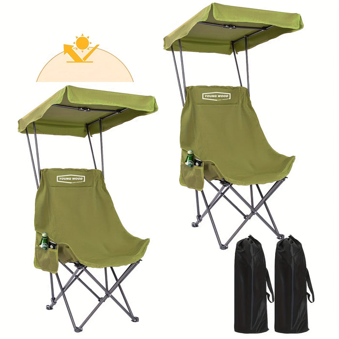 Camping Chair with Canopy and Side Pocket-0