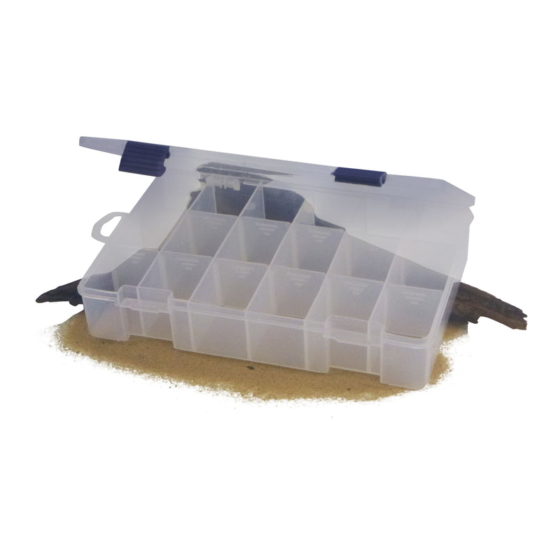 Rig Ezy 18 Compartment Tackle Box. 270mmL x 180mmW x 50mmD. - Outbackers