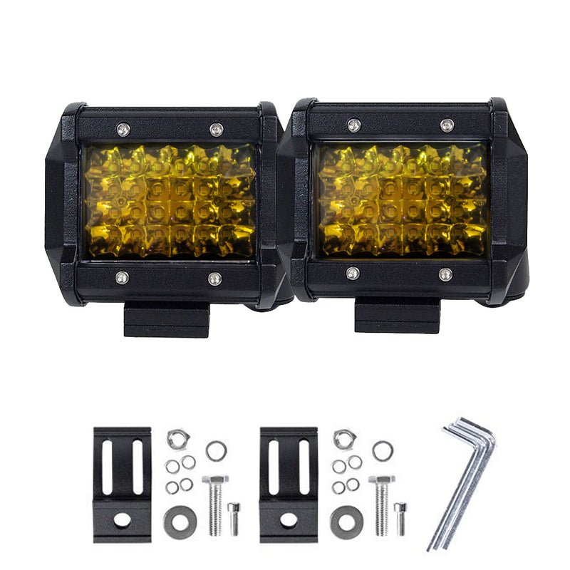 2x 4 inch Spot LED Work Light Bar Philips Quad Row 4WD Fog Amber Reverse Driving - Outbackers