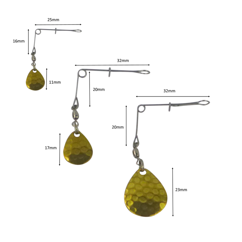 Swimerz Jig Spinner, Small, Hammered Brass, 5 Pack - Outbackers
