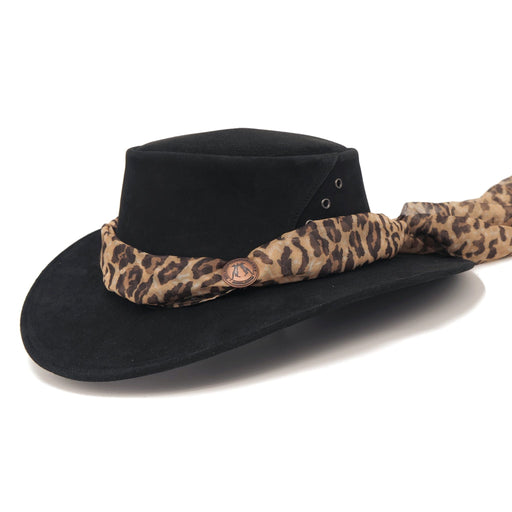 The Alice Suede Hat with Leopard Scarf - Outbackers