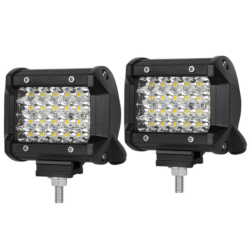 Pair 4 inch Spot LED Work Light Bar Philips Quad Row 4WD 4X4 Car Reverse Driving - Outbackers