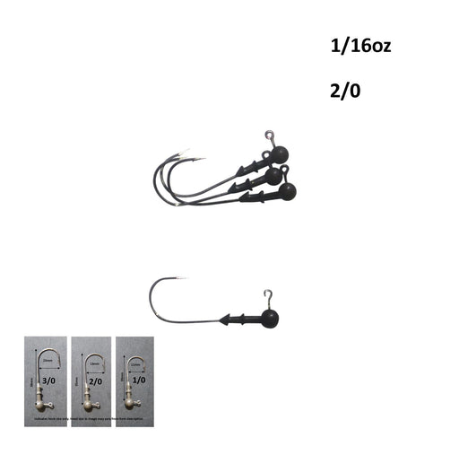 Vike 1/16 oz Round Jig Head with a Size 2/0 Hook Tungsten, 4 pack - Outbackers