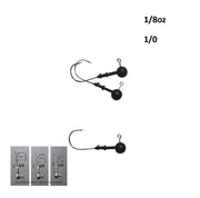 Vike 1/8 oz Round Jig Head with a Size 1/0 Hook Tungsten, 3 pack - Outbackers