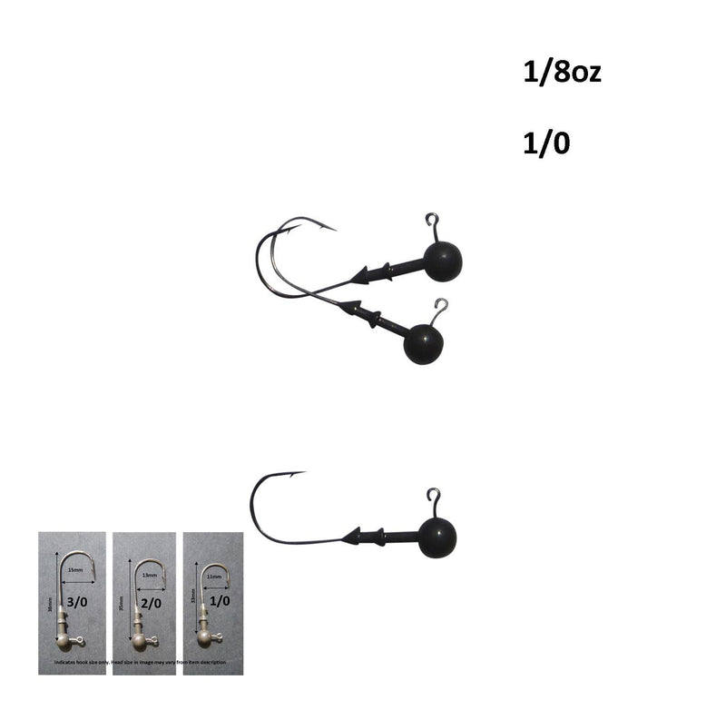 Vike 1/8 oz Round Jig Head with a Size 1/0 Hook Tungsten, 3 pack - Outbackers