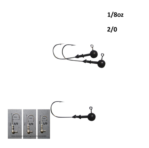 Vike 1/8 oz Round Jig Head with a Size 2/0 Hook Tungsten, 3 pack - Outbackers