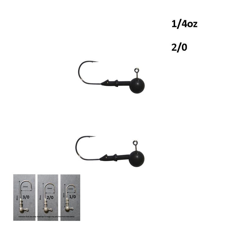Vike 1/4 oz Round Jig Head with a Size 2/0 Hook Tungsten, 2 pack - Outbackers