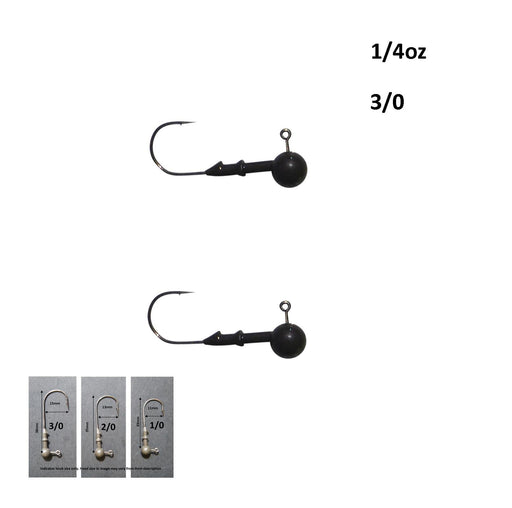 Vike 1/4 oz Round Jig Head with a Size 3/0 Hook Tungsten, 2 pack - Outbackers