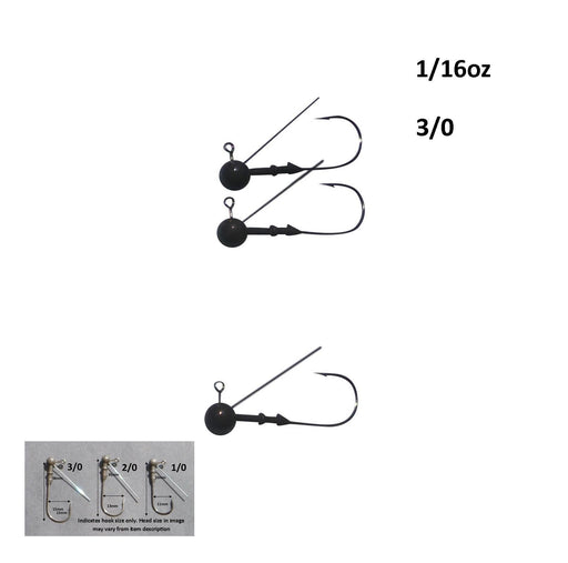 Vike 1/16 oz Weedless Round Jig Head with a Size 3/0 Hook Tungsten, 4 pack - Outbackers