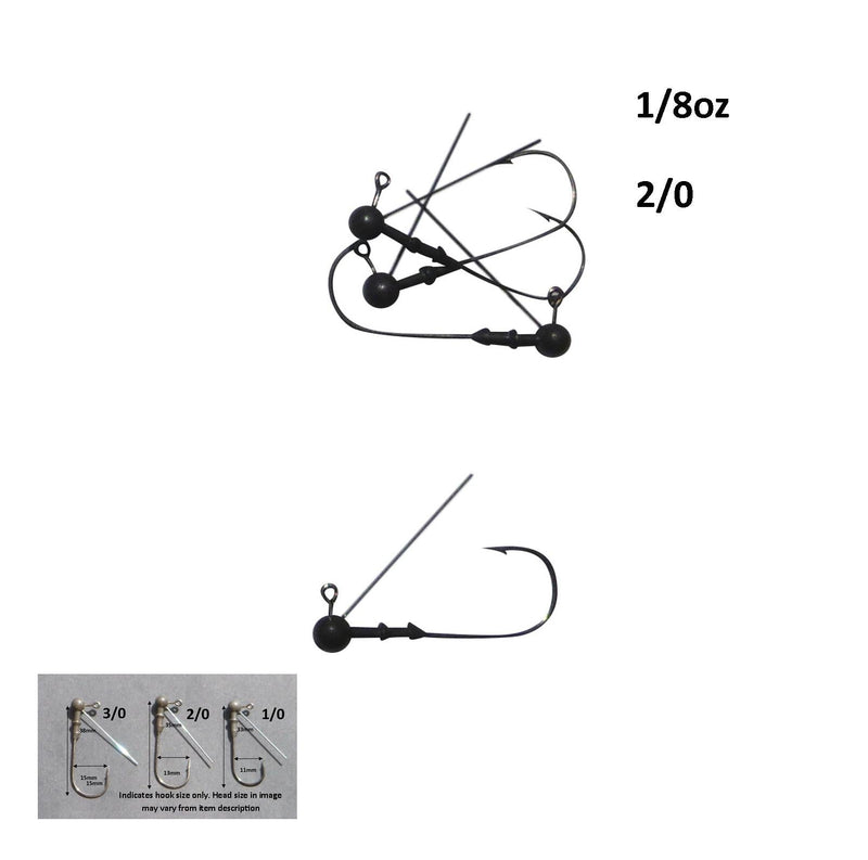 Vike 1/8 oz Weedless Round Jig Head with a Size 2/0 Hook Tungsten, 3 pack - Outbackers