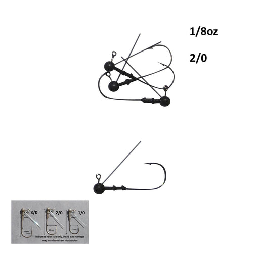 Vike 1/8 oz Weedless Round Jig Head with a Size 2/0 Hook Tungsten, 3 pack - Outbackers