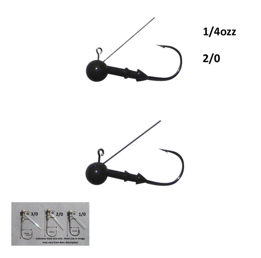 Vike 1/4 oz Weedless Round Jig Head with a Size 2/0 Hook Tungsten, 2 pack - Outbackers